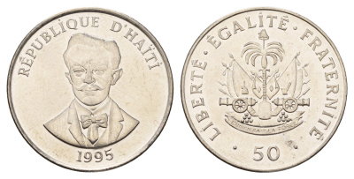 Гаити 50 сантимов 1995 KM 153a сталь плакированная никелем UNC 4634-1032