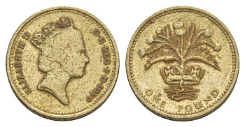 Великобритания 1 фунт 1989 Елизавета II (1952-2022) KM 959, Spink 4335 никель латунь 4650-743