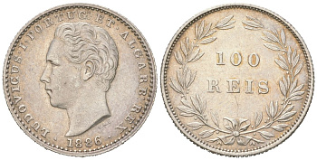 Португалия 100 реалов 1886 Луиш I (1861-1889) KM 510 серебро 272-1735
