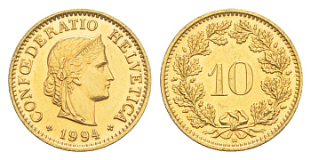 Швейцария 10 раппенов 1994 B KM 27 медно-никель 4625-914