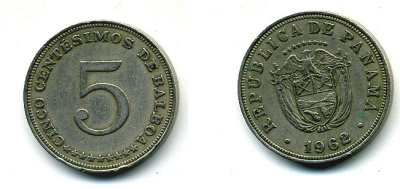 Панама 5 сентесимо 1962 KM 23.2 медно-никель 29-242