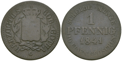 Саксен-Кобург и Гота 1 пфенниг 1841 G KM 100 медь 99-733