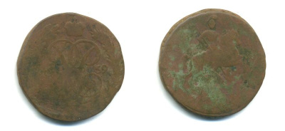 РОССИЯ 1 КОПЕЙКА 1759 медь 61-346