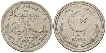 Пакистан 1/2 рупии 1949 KM 6 никель 4591-453