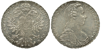 Австрия 1 талер 1780 SF, Мария Терезия, официальный рестрайк KM Т1 серебро 650-225