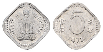 Индия 5 пайс 1973 KM 18.6 алюминий UNC 4154-934