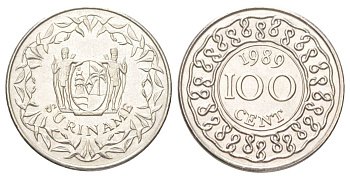 Суринам 100 центов 1989 KM 23 медно-никель UNC 4624-327