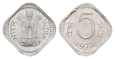 Индия 5 пайс 1973 KM 18.6 алюминий UNC 4154-934