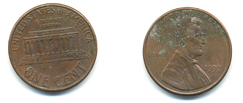 США 1 ЦЕНТ 1997 ЛИНКОЛЬН KM 201b цинк плакированный медью 179-464