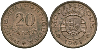 Мозамбик 20 сентаво 1961 KM 85 бронза 4174-1035