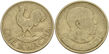 Малави 1 квача 1992 KM 20 никель латунь 4140-622