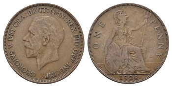 Великобритания 1 пенни 1928 Георг V (1910-1936) KM 838, Spink 4055 бронза 4661-721