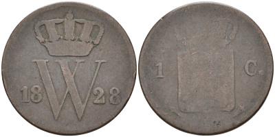 Нидерланды 1 цент 1828 Виллем I (1815-1840) KM 47 медь 4575-951