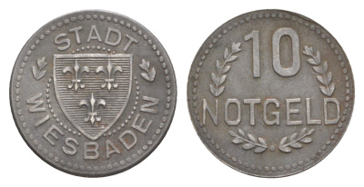Висбаден 10 пфеннигов ND (1920) Funck 601.3, Men18 34117.3 железо 4636-1126