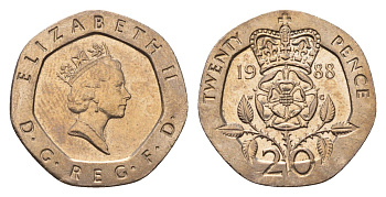 Великобритания 20 пенсов 1988 Елизавета II (1952-2022) KM 939, Spink 4361 (G2) медно-никель 4696-841