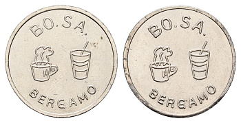 Италия, Бергамо жетон для выдачи напитков - кофе диаметр 26 мм, вес 7,1 гр нержавеющая сталь 4670-957