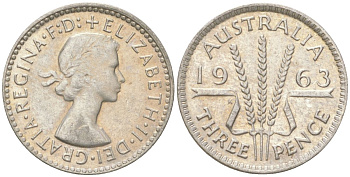 Австралия 3 пенса 1963 Елизавета II (1952-2022) KM 57 серебро 4623-137
