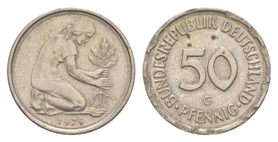 ФРГ 50 пфеннигов 1979 G KM 109.2, J. 384a медно-никель 4632-133