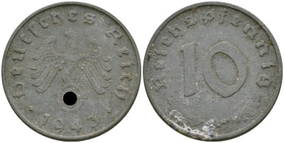 Германия 10 рейхспфеннигов 1943 A KM 101, J.371 цинк 4171-1053