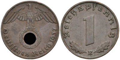 Германия 1 рейхспфенниг 1937 E KM 89, J 361 бронза 4136-1219