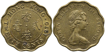 Гонконг 20 центов 1979 Елизавета II (1952-) KM 36 никель латунь 4549-426