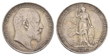 Великобритания 2 шиллинга (флорин) 1904 Эдуард VII (1901-1910) KM 801, Spink 3981 серебро 413-1825