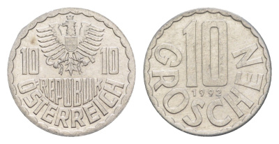 Австрия 10 грошей 1992 KM 2878 алюминий 4147-658