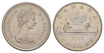Канада 1 доллар 1975 Елизавета II (1952-2022), каноэ KM 76.2 никель UNC 4645-612