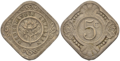 Нидерландские Антилы 5 центов 1967 Юлиана (1948-1980) KM 6 медно-никель 66-964