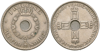 Норвегия 1 крона 1926 Хокон VII (1905-1957) KM 385 медно-никель 77-632