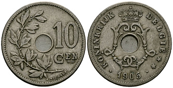 Бельгия 10 сантимов 1905 Belgie KM 53 медно-никель 4172-1232