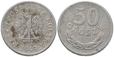 Польша 50 грошей 1949 Y 44a алюминий 94-822
