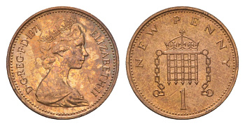 Великобритания 1 пенни 1971 Елизавета II (1952-2022) KM 915, Spink 4237 бронза 4627-642