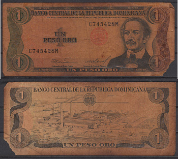 Доминиканская Республика 1 песо 1984 Pick 126 a (2) бумага 6278-32-3-2