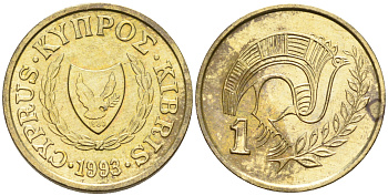 Кипр 1 цент 1993  KM 53.3 никель латунь    4115-367