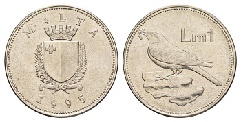 Мальта 1 лира 1995 KM 99 медно-никель 4645-444