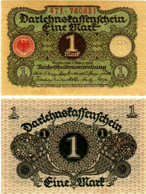 Германия 1 марка 1920 Pick 58 бумага UNC (пресс) 6301-3-3-1