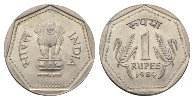 Индия 1 рупия 1984 KM 79.1 медно-никель UNC 4688-1243
