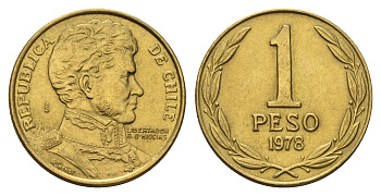 Чили 1 песо 1978 KM 208a алюминиевая бронза aUNC 4116-322