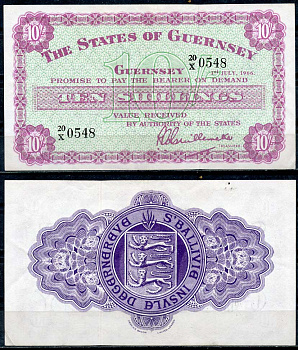 Гернси 10 шиллингов 1966 1 июля 1966 Pick 42 c  бумага   451-586-1
