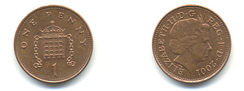 Великобритания 1 пенни 2001 Елизавета II (1952-2022) KM 986, Spink 4710 (B5) сталь плакированная медью 177-551