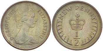 Великобритания 1/2 пенни 1973 Елизавета II (1952-2022) KM 914, Spink 4239 бронза 4588-1264