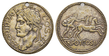 Франция медаль - Агриппа ND диаметр 32 мм, вес 10,08 гр посеребренная бронза 215-715