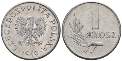 Польша 1 грош 1949 KM 39 алюминий 4189-455