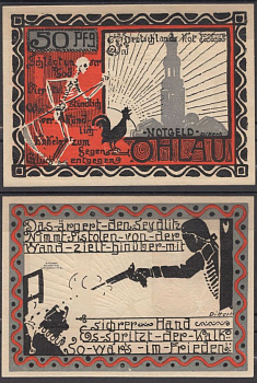 Охлау 50 пфеннигов 1921 DeNG 2 1011.1-5/6 бумага UNC (пресс) 8613-54-2-1
