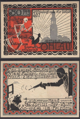 Охлау 50 пфеннигов 1921 DeNG 2 1011.1-5/6 бумага UNC (пресс) 8613-54-2-1