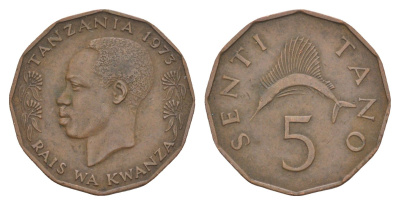 Танзания 5 центов 1973 KM 1 бронза 4650-256
