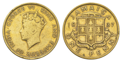 Ямайка 1 пенни 1937 KM 29 никель латунь 4628-357