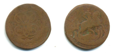 РОССИЯ 1 КОПЕЙКА 1759 медь 61-527