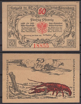 Неренберг 50 пфеннигов 1920 Mehl Grabowski 979.37a бумага UNC (пресс) 8592-19-3-2